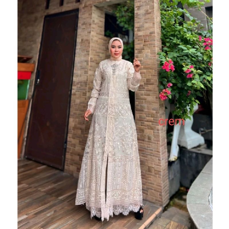 gamis abaya tile sapton full renda // gamis abaya pesta