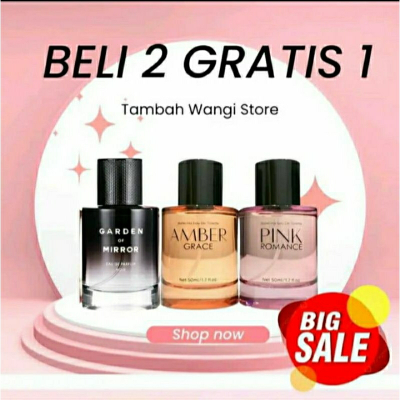 Promo Parfum Miniso Pink Romance + Amber Grace + Garden Off Mirror