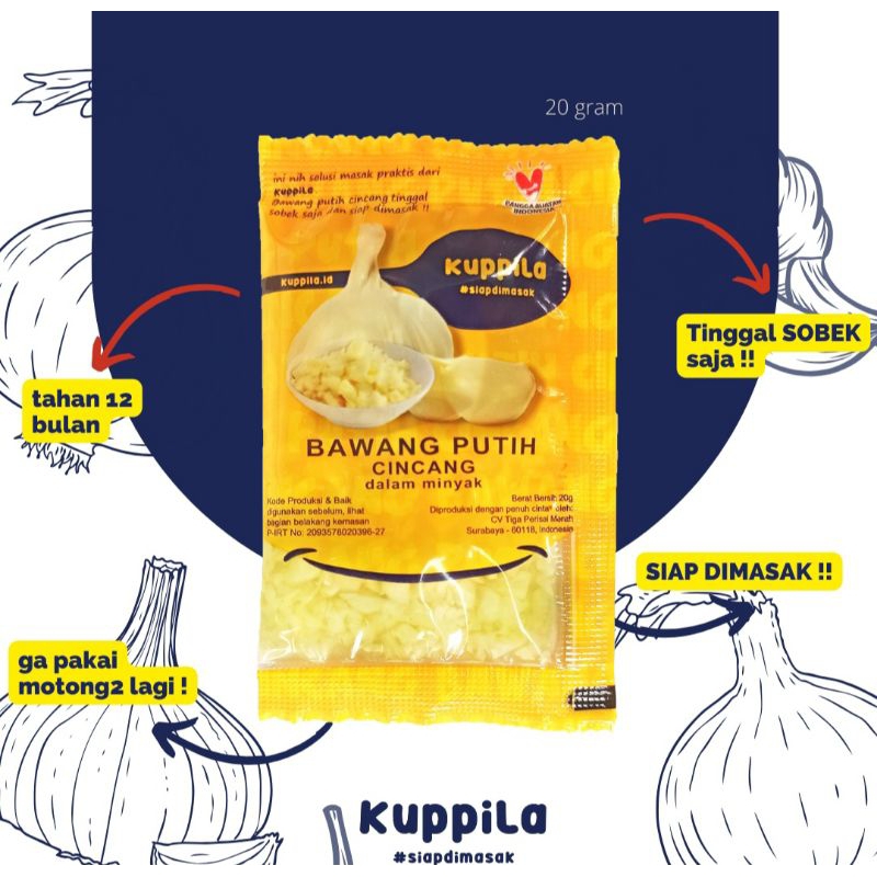 

KUPPILA Bawang Putih Cincang 20gr ( harga per 5 sachet)