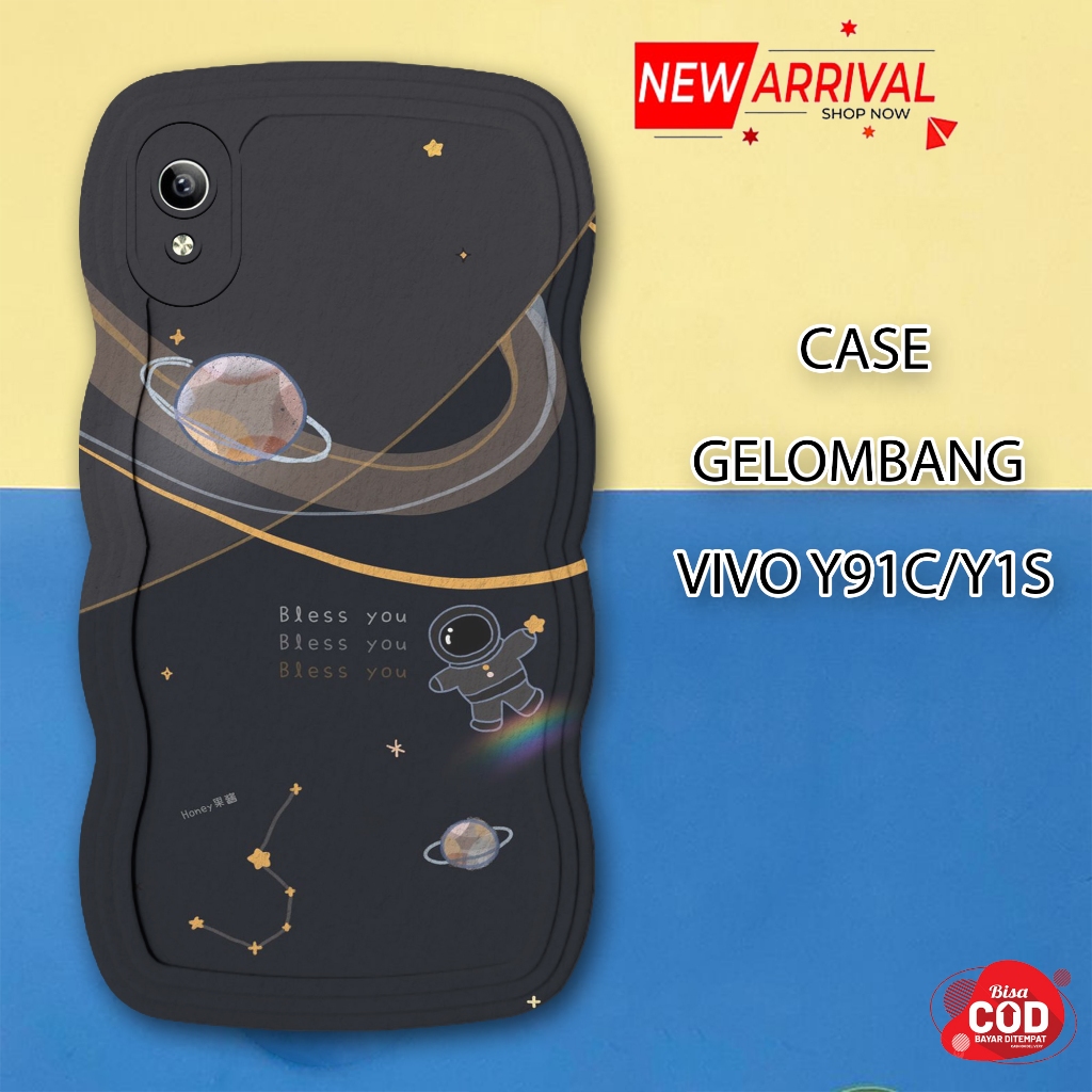 Soft Case GELOMBANG Hp Vivo Y91C - Vivo Y1S - Case Pro Camera - Fashion Case - Motif Astronot- Casin
