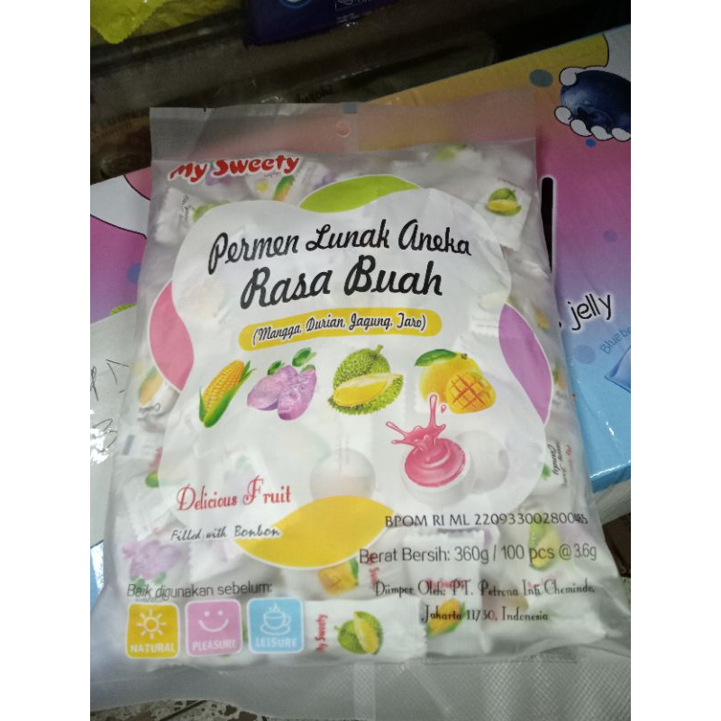 

Sweety permen lunak aneka rasa buah berat bersih 360gr