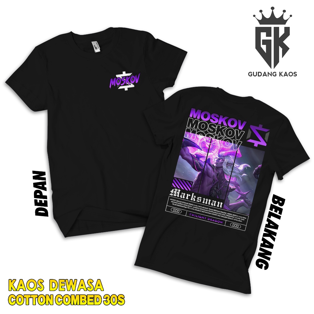 Gudang Kaos ML Moskov Twilight Dragon - Baju Mobile Legend - Baju ML - Kaos Distro Pria Cotton Combe