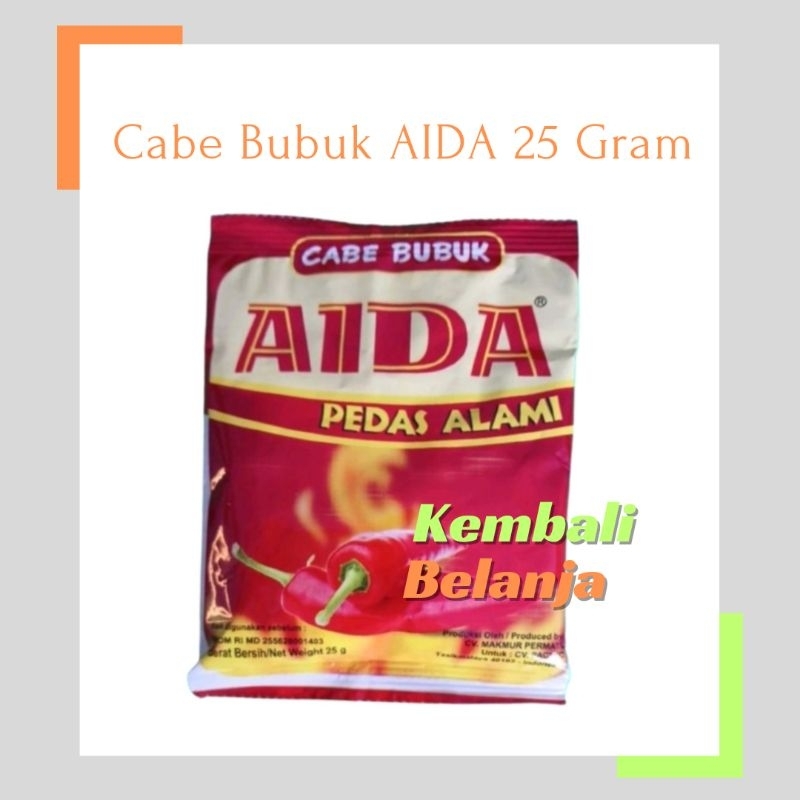 Cabe Bubuk Aida 25 Gram/ Cabe Bubuk Pedas Alami AIDA/ Bumbu Cabai Bubuk/ Bumbu Tabur Cabe Bubuk/ Cabe Bubuk Serbaguna/ Bumbu Masak Cabe Bubuk