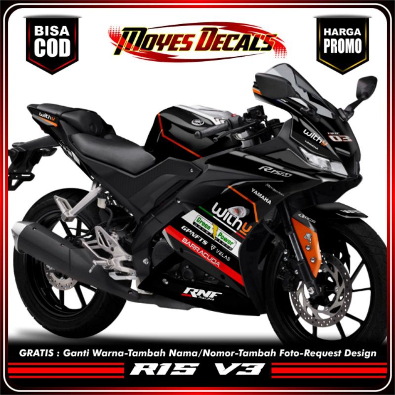 Decal Yamaha R15 V3 Full Body ,Decal sticker Yamaha R15 V3 motif WITH U