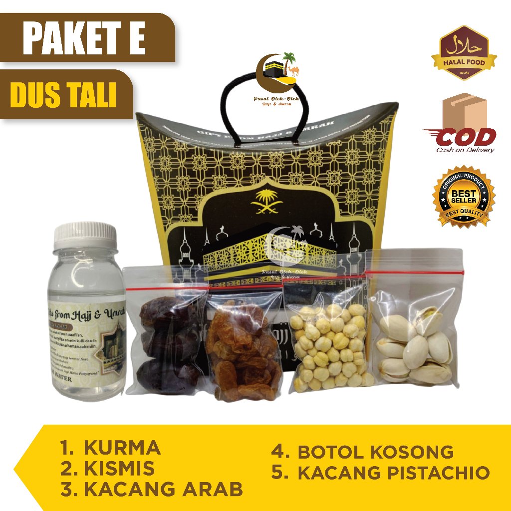 

PAKET E PISTACHIO OLEH OLEH HAJI DAN UMROH DUS TALI / DUS KOTAK TANPA AIR ZAM-ZAM