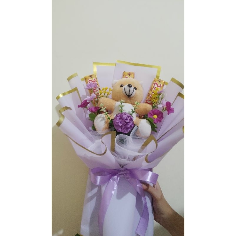 buket boneka isi 3 coklat