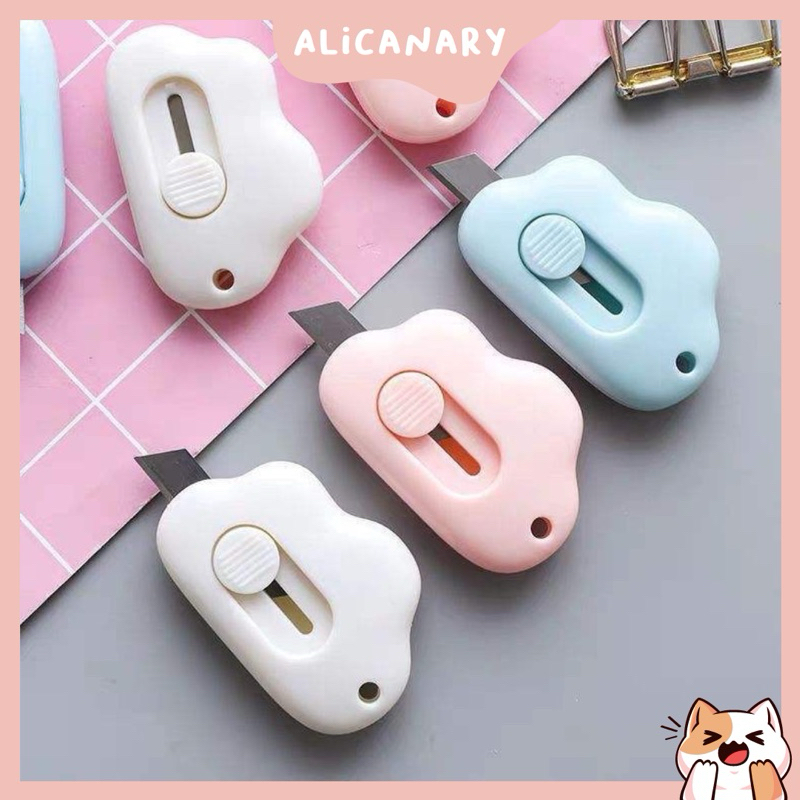 

ALICANARY - Cutter Mini Bentuk Awan Lucu Pisau Kecil Pemotong Kertas Portable Tajam Estetik