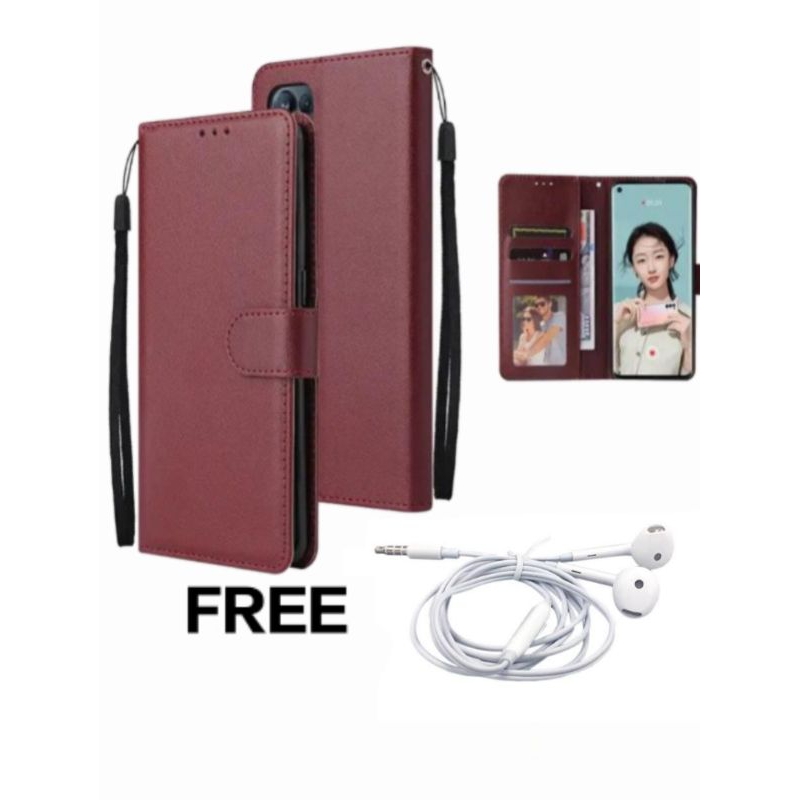 Case Oppo A95 4G Case Dompet polos Free handseat Flip Cover Leather Premium Case HP