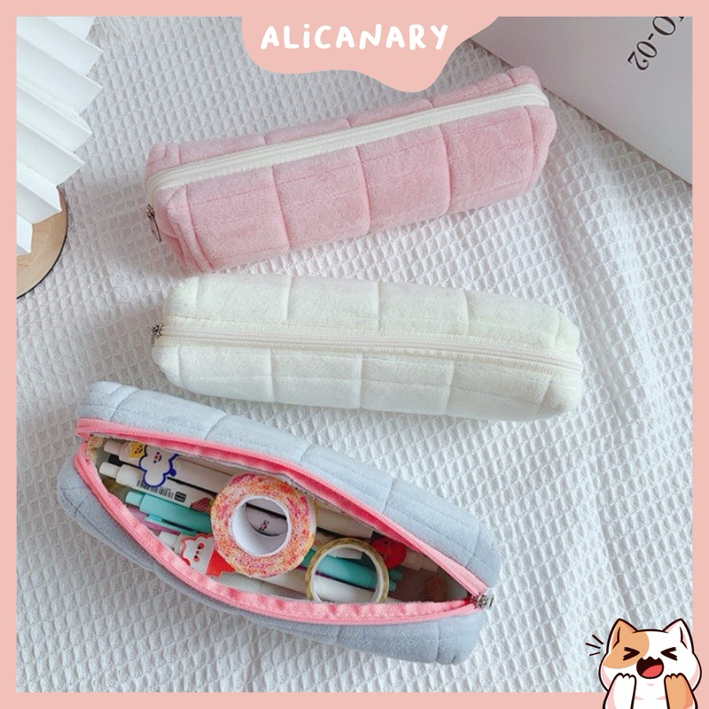 

ALICANARY - Pouch Pillow Korea Kotak Pensil Velvet Aesthetic Pastel Kotak Pensil Bulu Make Up Pouch