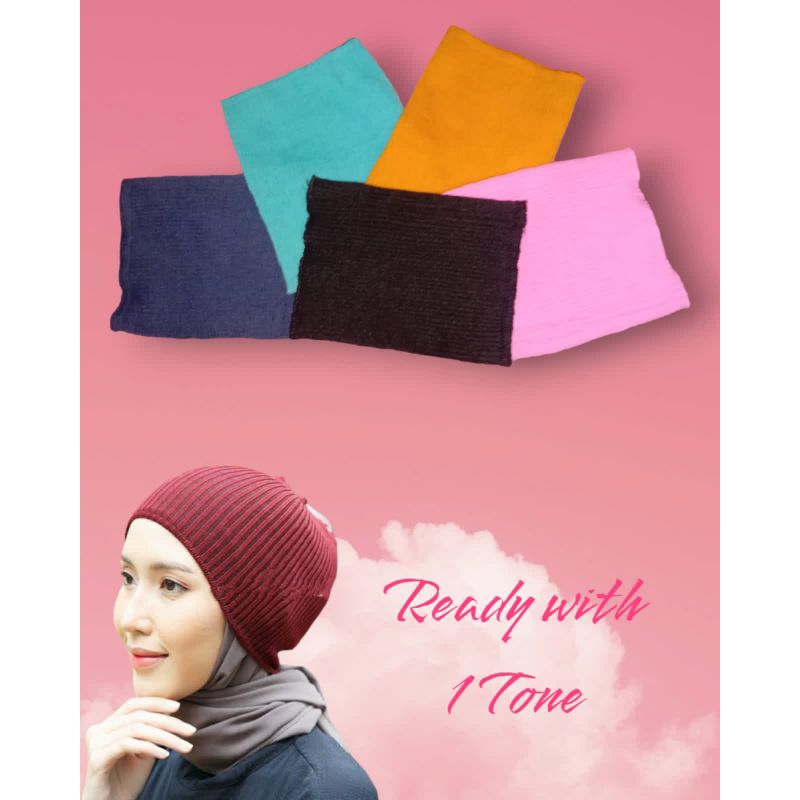CIPUT RAJUT POLOS 1 WARNA TERBARU PREMIUM/CIPUT DALEMAN JILBAB INNER BANDANA BAHAN TEBAL