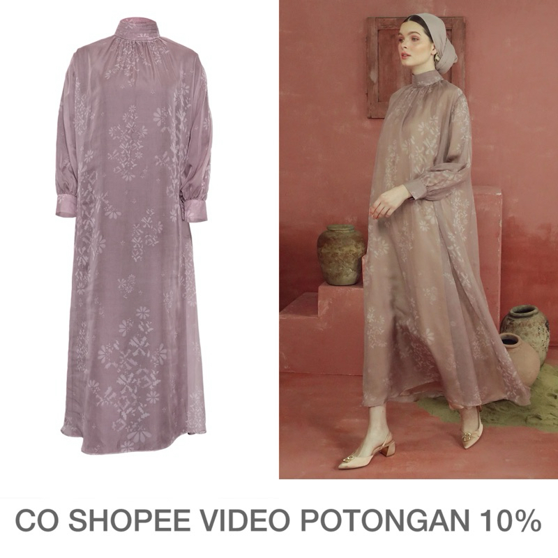 NEW BJ Benang Jarum x Khanaan Sheer Maxi Dress Dusty Pink Buttonscarves