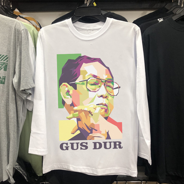 Kaos Gus Dur Tshirt 100% Cotton White | Tangan Pendek & Tangan Panjang