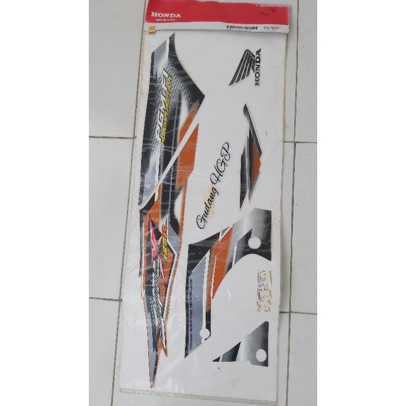 Stripe  L & R Set Orange Putih Honda Supra X 125 R PGM F1 871X0-KTM-770ZC Ori Honda Genuine Parts
