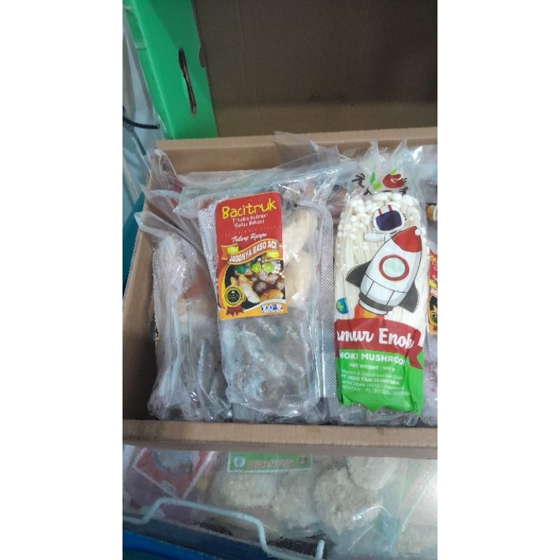 

paket baso aci + jamur enoki | baso aci pedass