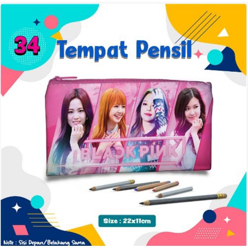 

Tempat pensil/ pouch tempat pensil/ Tempat alat tulis/ pencil case pouch karakter Black pink