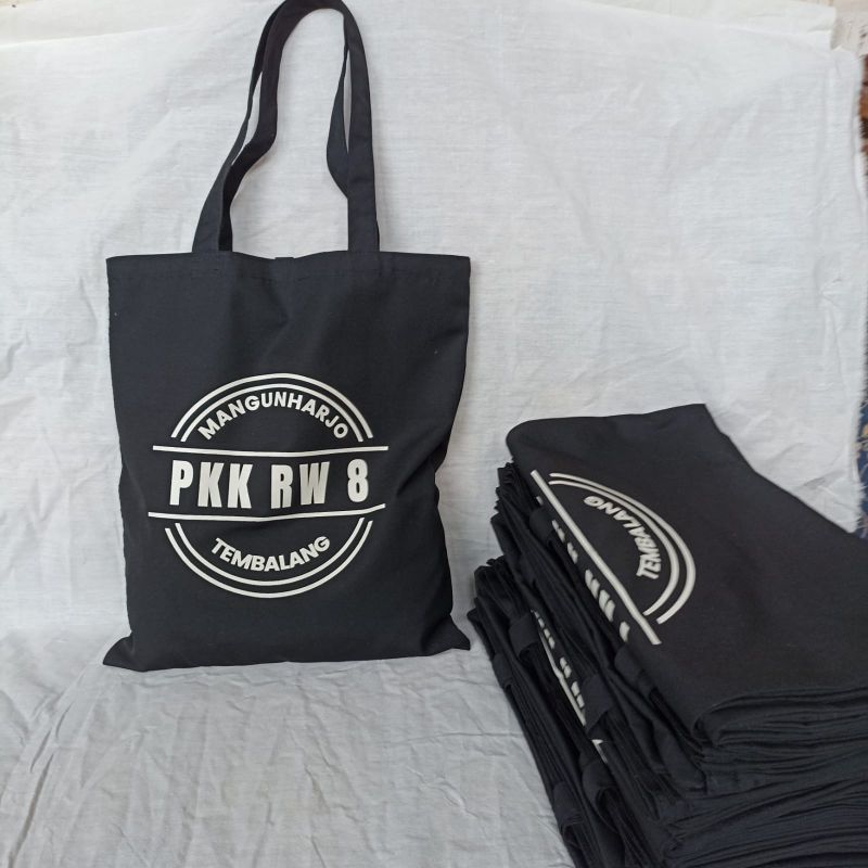 CUSTOM MINIMAL 5pcs TOTEBAG KANVAS, KANVAS HITAM