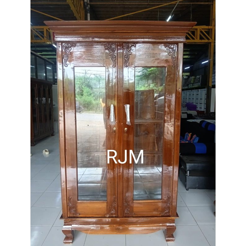 lemari pajangan pintu 2 lemari kayu jati lemari pintu kaca pul hambal