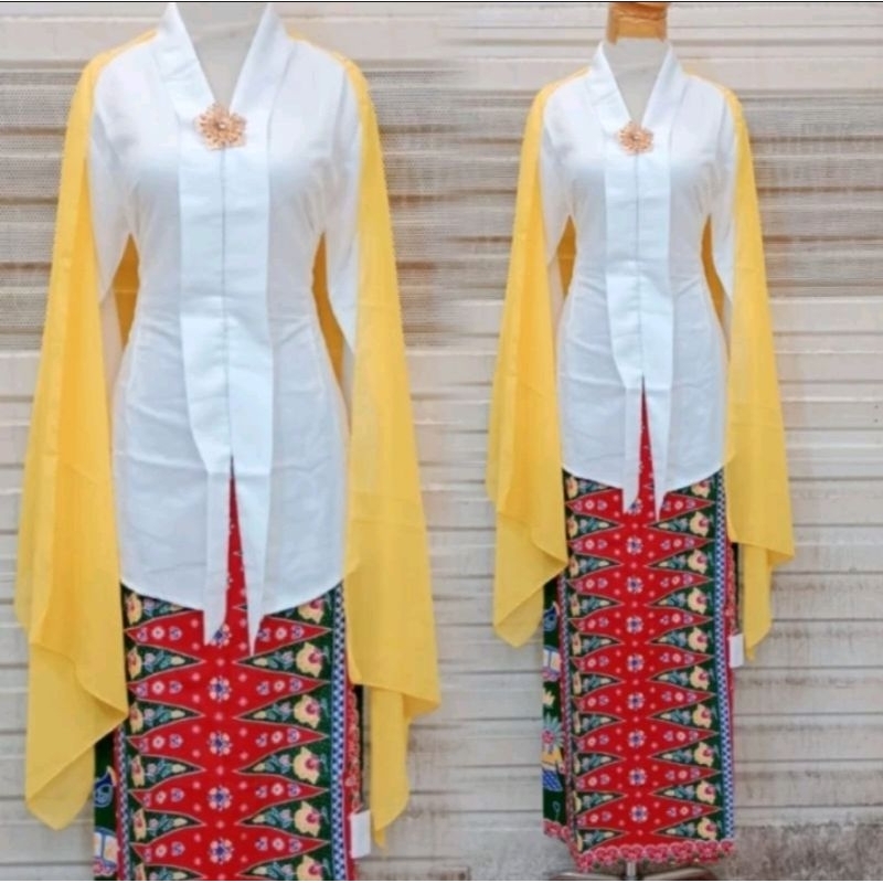 Stelan kebaya encim abang none//kebaya betawi polos//kebaya adat betawi//stelan kebaya
