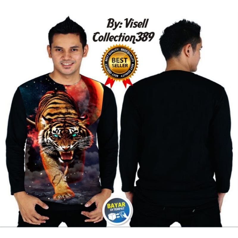 Baju kaos distro keren pria dewasa lengan panjang - GAMBAR MACAN BULAN - By. Visell Collection389