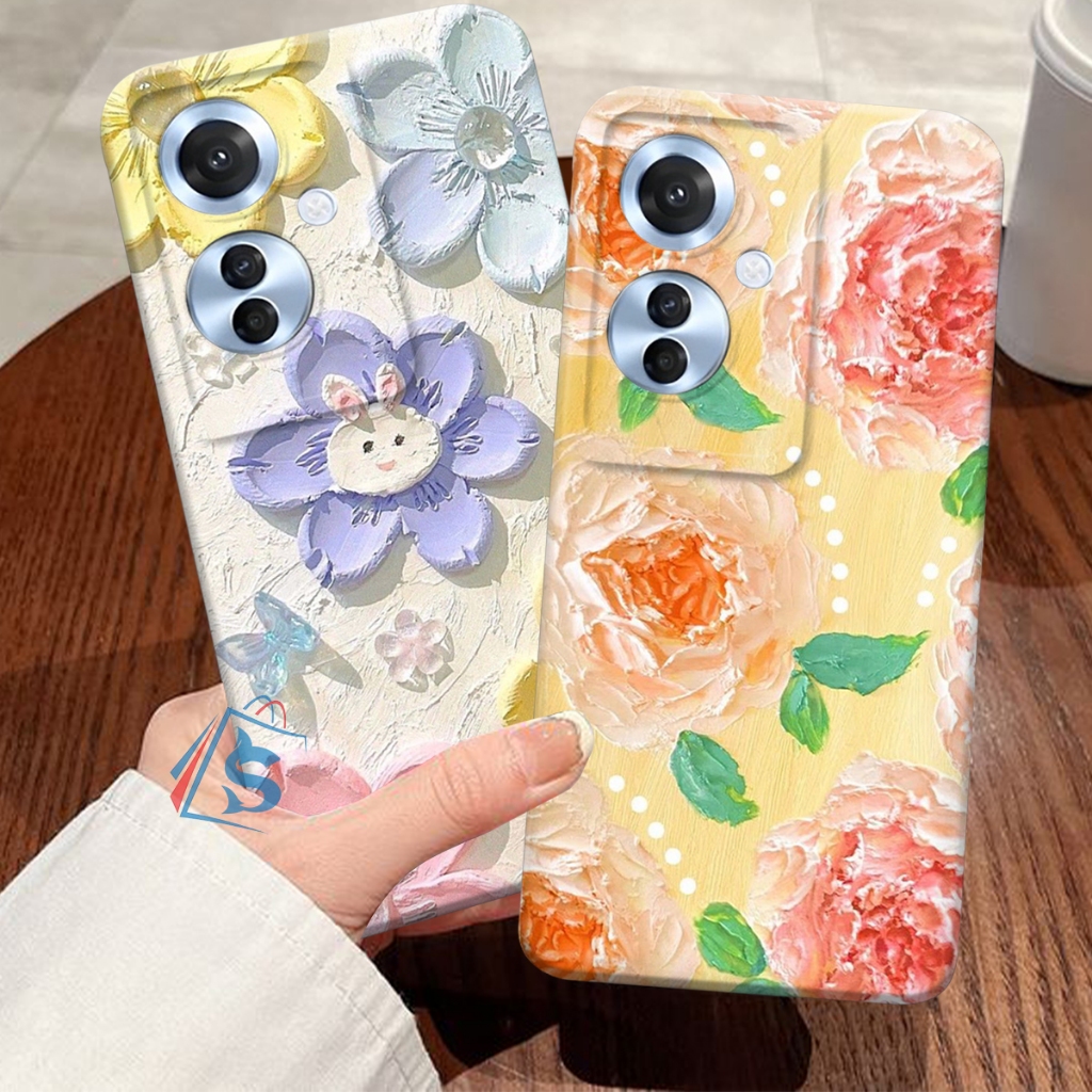 [SHARK CASE] Softcase OPPO RENO 11F 5G 2024 Motif Bunga Timbul - Casing Oppo Reno 11f 5G - Case Oppo