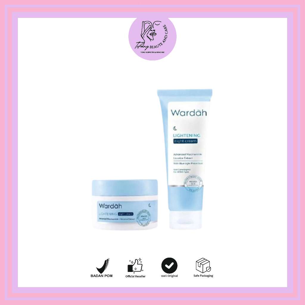 Wardah Lightening Night Cream - Krim Malam dengan Advanced Niacinamide - Menyamarkan Bekas Jerawat -