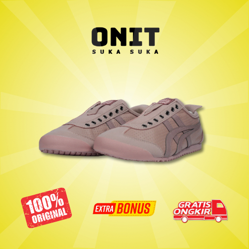 [Made in Indonesia] Sepatu Kasual Onitsuka Tiger Slip on Leather Pink