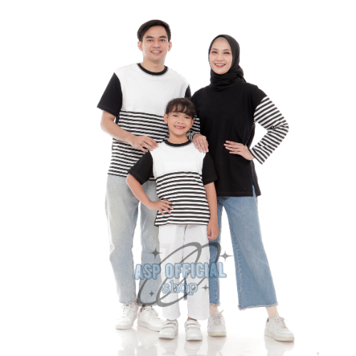 Kaos Couple Keluarga Family Set Merah Putih Salur Baju Agustusan Oversize Katun Premium Daily