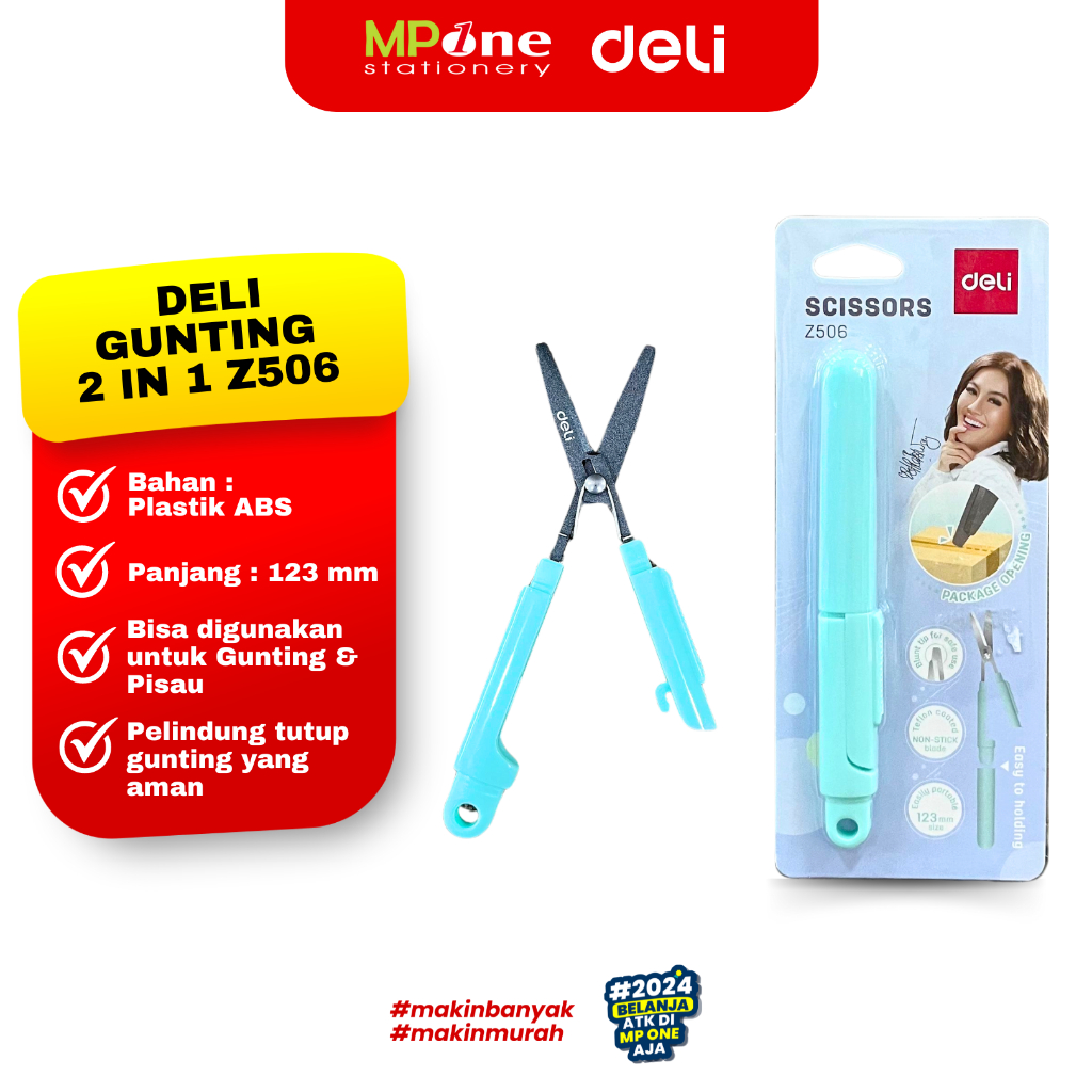 

Deli Gunting Scissors Mini Portable 2 in 1 CZ506 / Gunting + Pisau Mini Praktis Deli (1PCS)