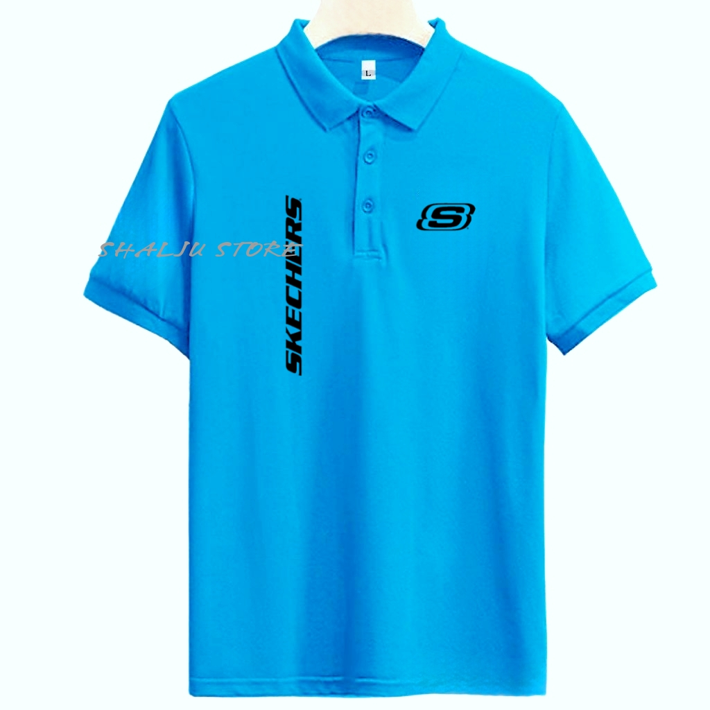 Baju Kaos Poloshirt Skechers Kirka Tex Hitam/Baju Kaos Kerah Dewasa/T-shirt Kerah Pria Dan Wanita Mo
