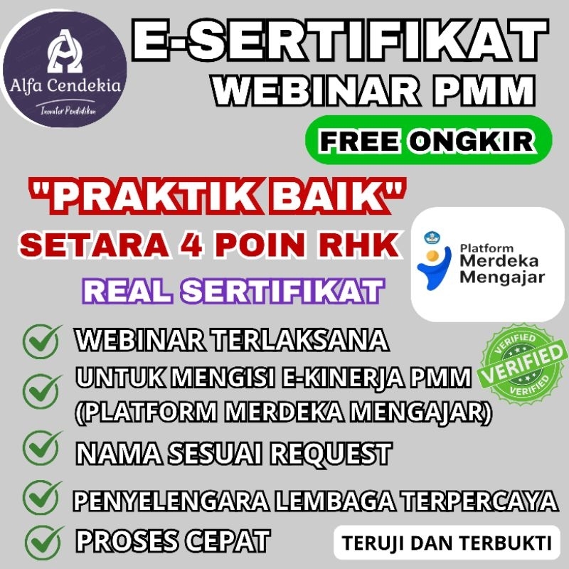 Sertifikat Webinar Praktik Baik 4 POIN RHK-PMM