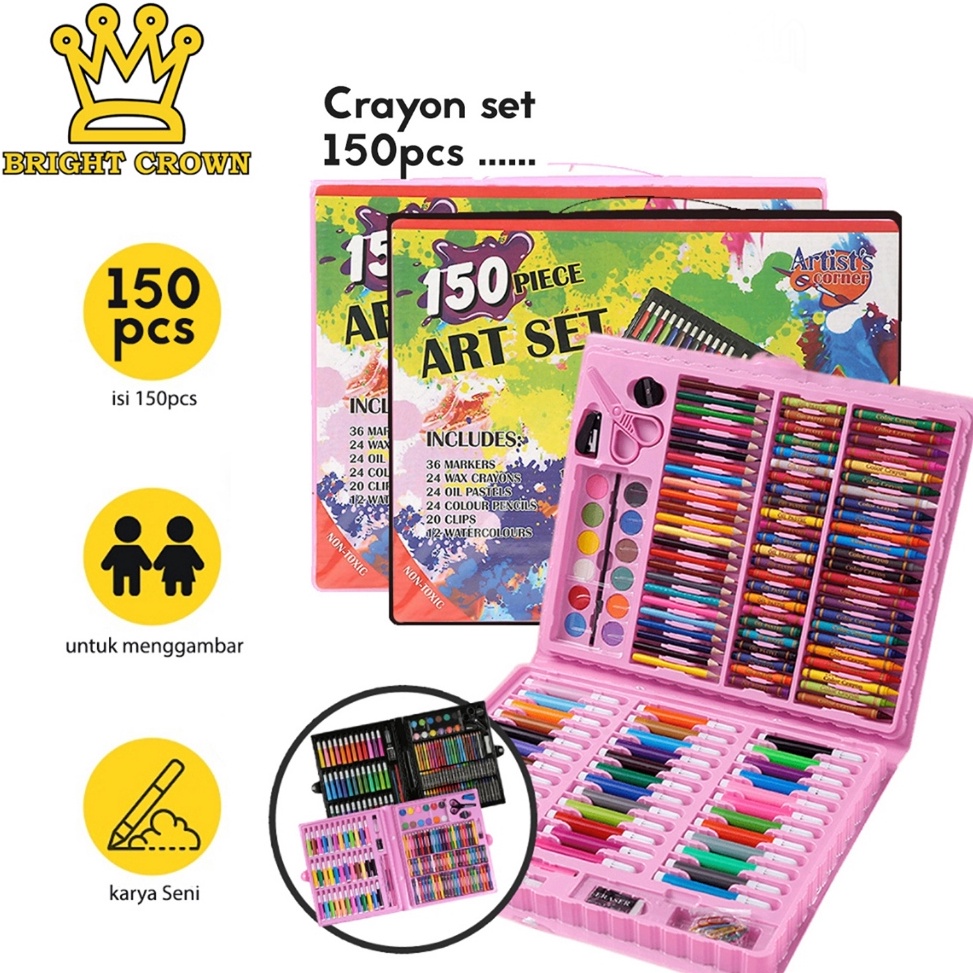 

ART A9Y5 Bright Crown Pensil Warna Crayon set isi 15 pcs Crayon Mewarnai Alat Menggambar atau Mewarnai