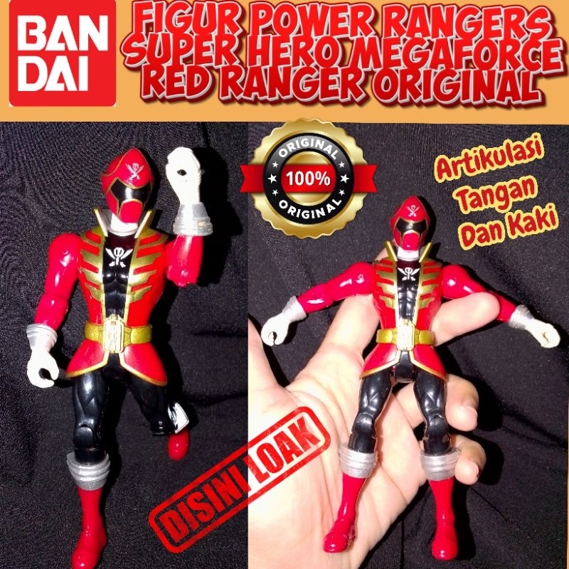 Figur Power Rangers Super Megaforce Red Ranger Action Hero Figure Bandai Artikulasi full tangan kaki