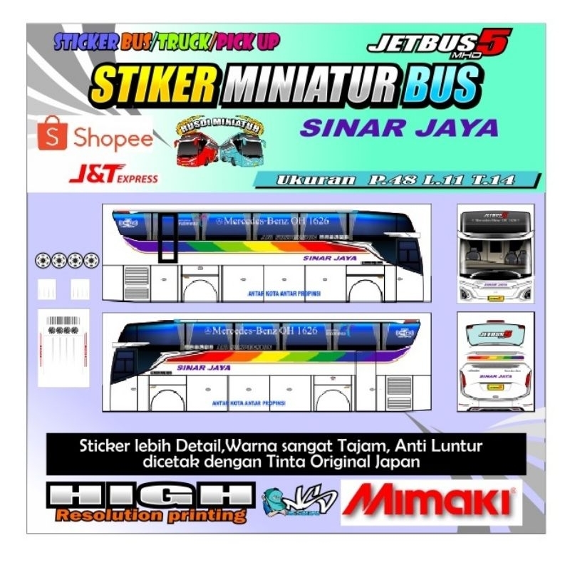 

stiker miniatur bus sinar jaya JB5