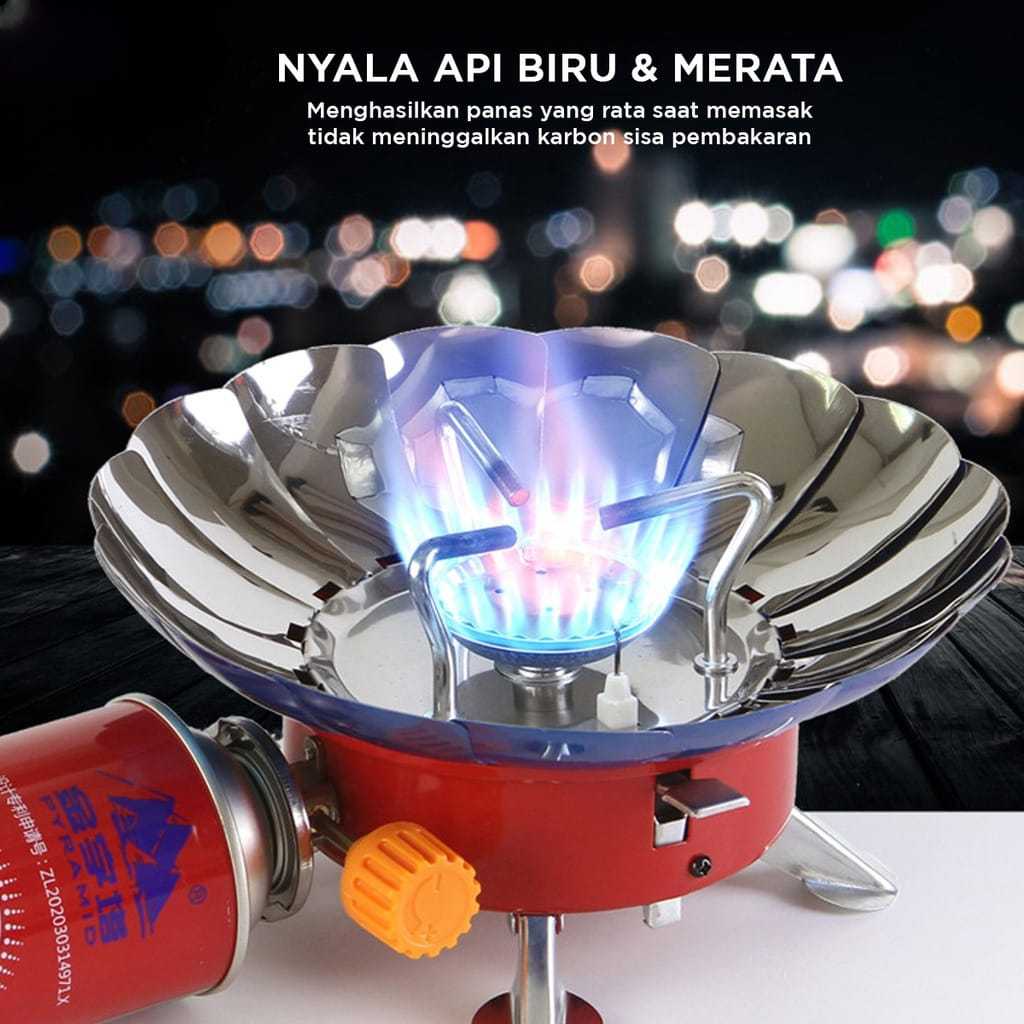 Kompor Camping Bentuk Bunga Tahan Angin Kompor Lipat Portable Gas Stove Mini Alat Masak Gunung