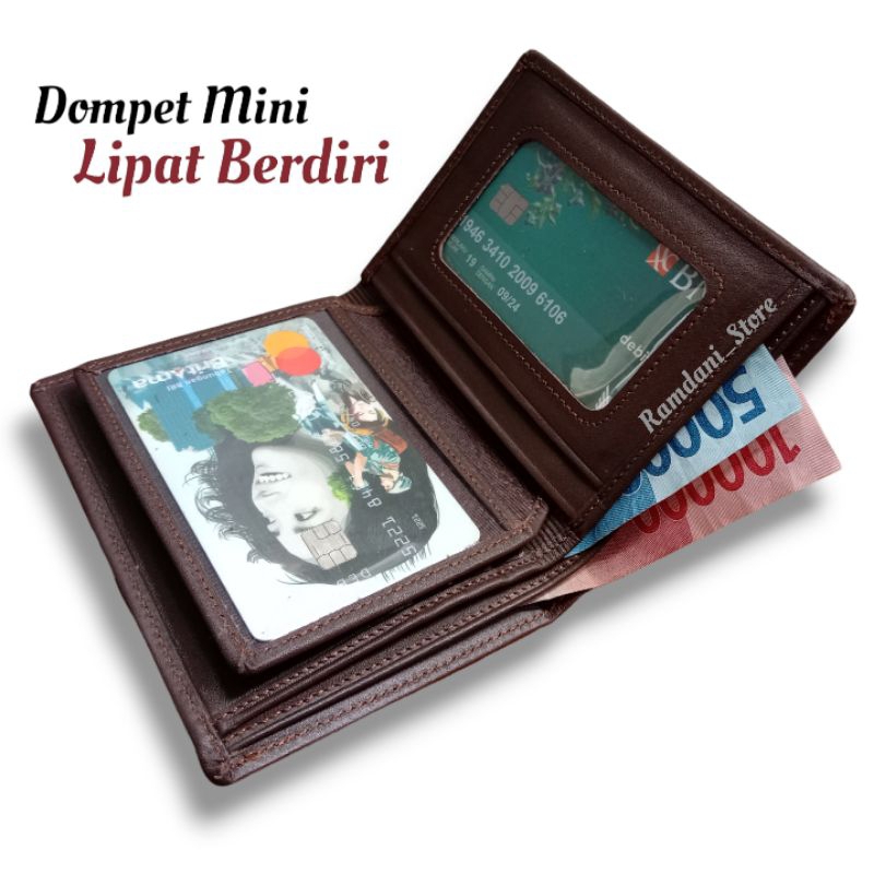 Dompet Kulit Pria Dompet Mini Dompet Lipat Pria Berdiri 100% Original Kulit sapi Bisa Ukir nama Dan 