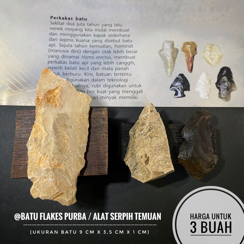 Batu Flakes Purba Natural C11 atau Kapak Batu Paleolitikum atau Alat Serpih Bilah atau Kapak Genggam
