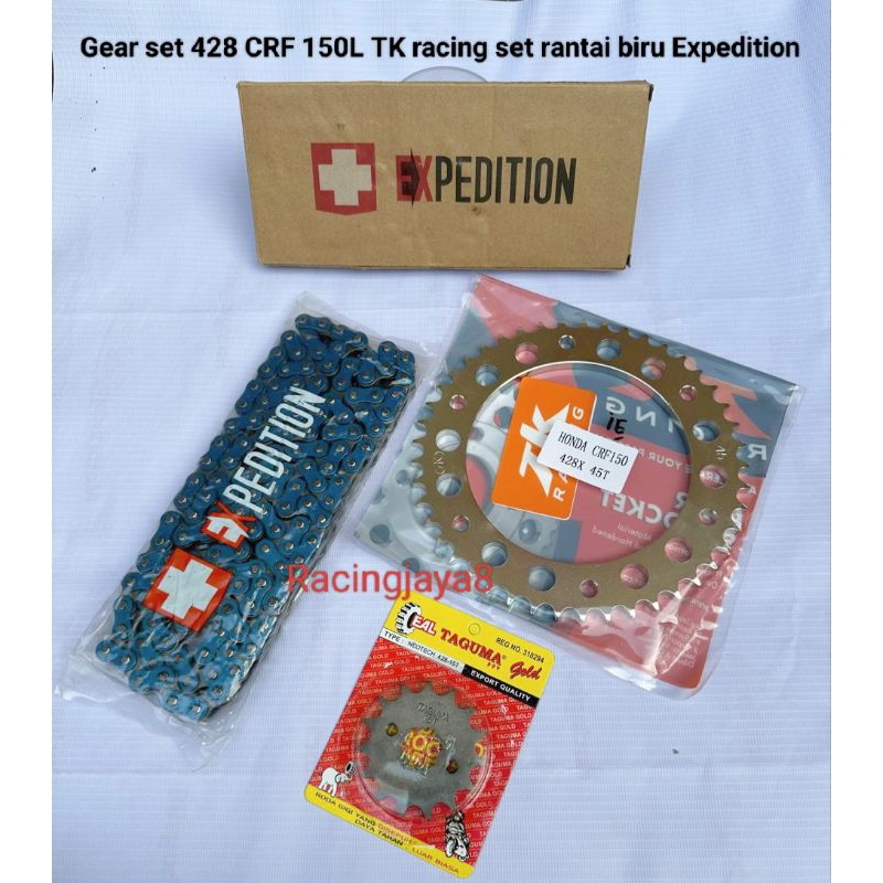 Gear set TK racing CRF 150 set rantai biru Expedition 428