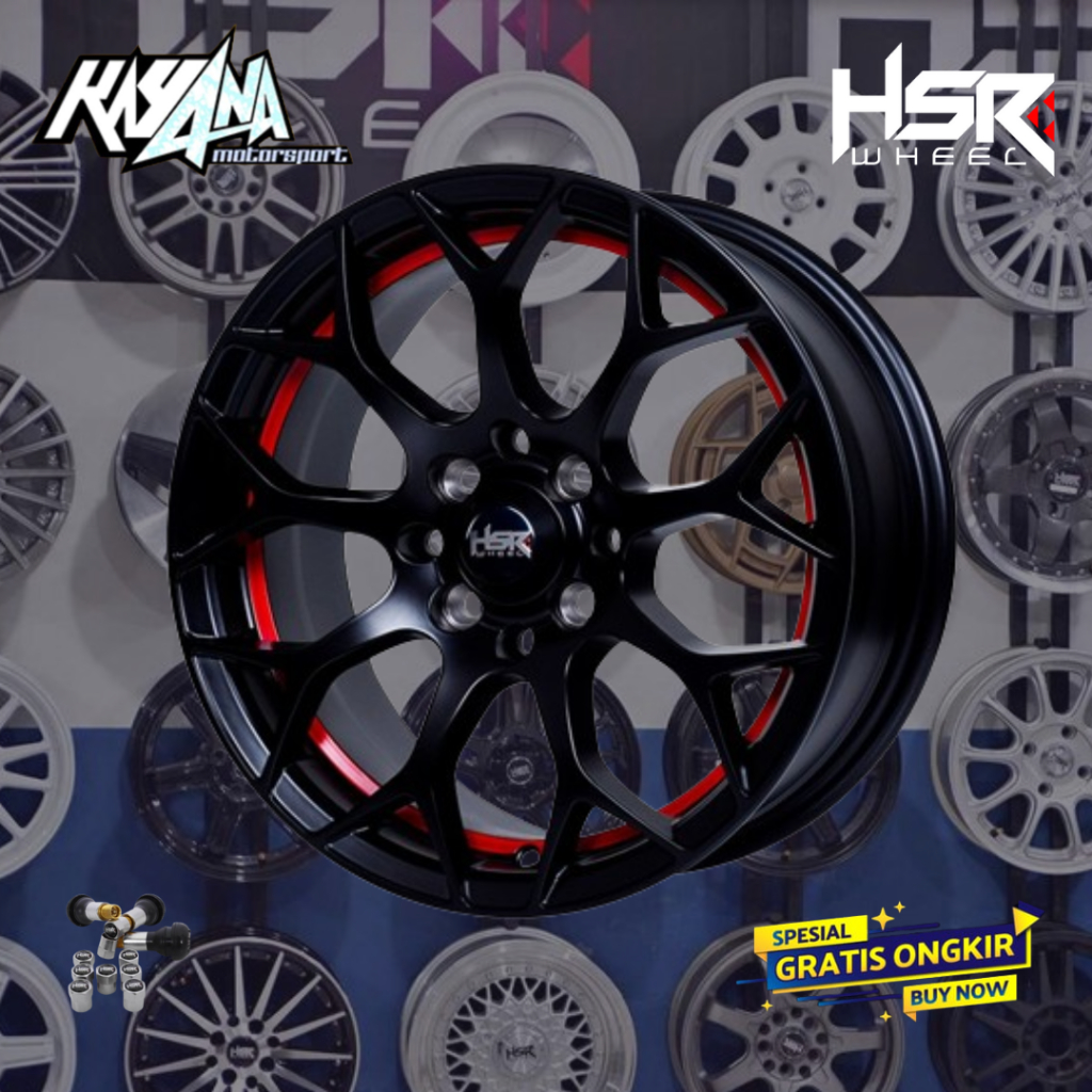 Velg Racing R15 Mobil Avanza Brio Yaris Sigra Mobilio Livina Velg HSR R15 Baut 4 Lebar 65 Et 38