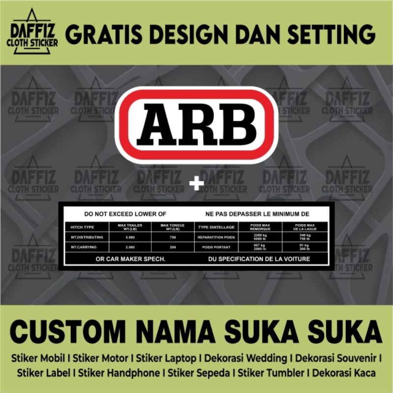 STICKER ARB TOWING VINYL | STICKER VINYL CUSTOM