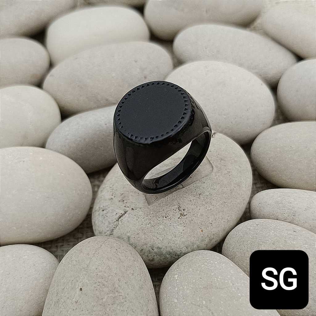 CINCIN TITANIUM BATU ONIK PRIA MODEL BULAT BESAR TERLARIS