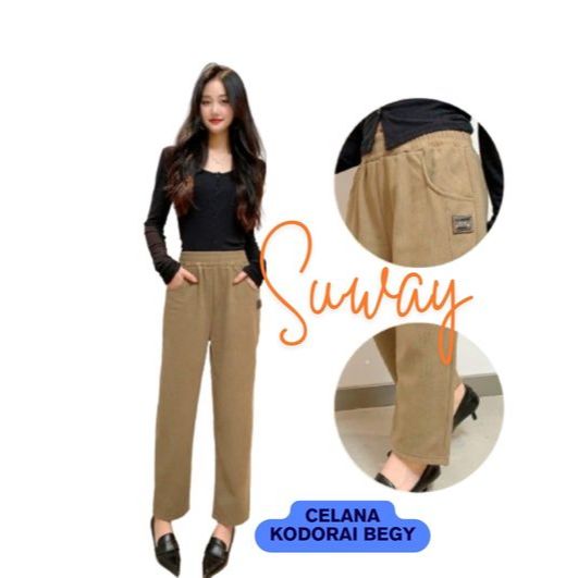 Celana Kodorai Begy Retro Pants / Celana Panjang Wanita Jumbo Kulot Koduroi Premium Highwaist