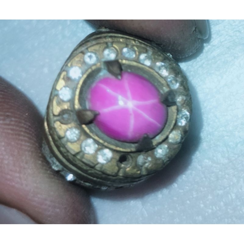 cincin batu akik american ster, ruby merah, batu mulya
