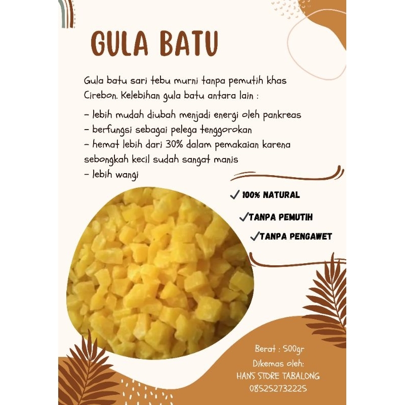 

Gula Batu Murni khas Cirebon Repack 500gr