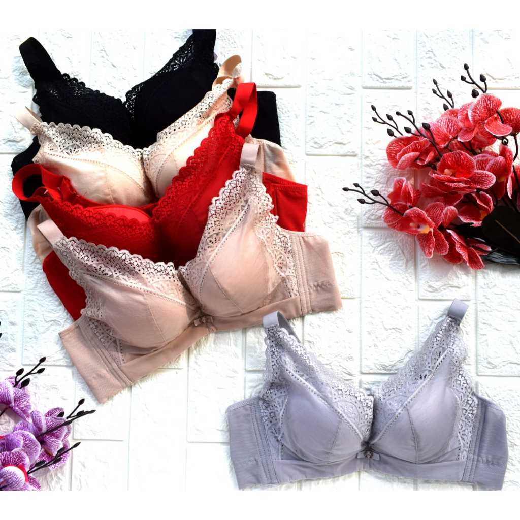 BH Pushup Berkawat BRA Busa Tebal Sedang Cup B 3/4 Coverage Penutup Samping Lebar Kait 3 Bahan Super