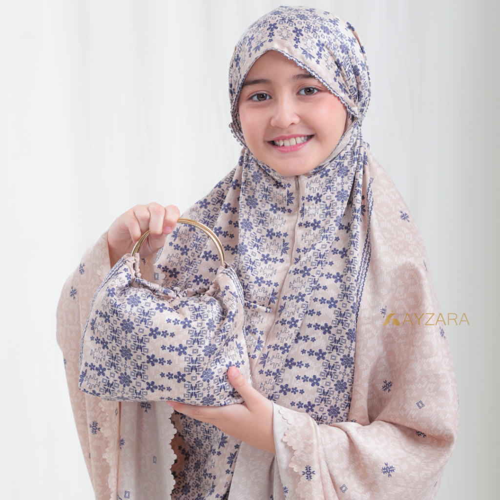 AYZARA - Mukena Anak Silk Motif Mewah Aleeya Series