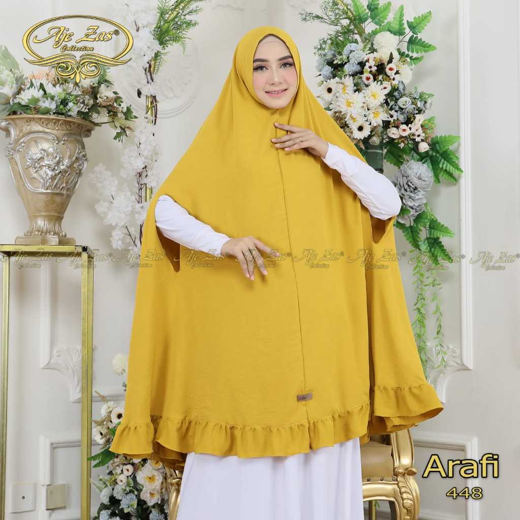 Hijab Bergo Khimar Jumbo Syari Non Pet Bolong Tangan Kode ARAFI Matt Crinkle Airflow