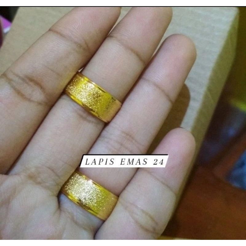 Cincin Polos Pasir Lapis emas 24k, Awet pakai Harian