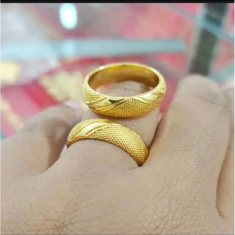 Cincin Polos Pasir lapis emas 24k, awet pakai harian
