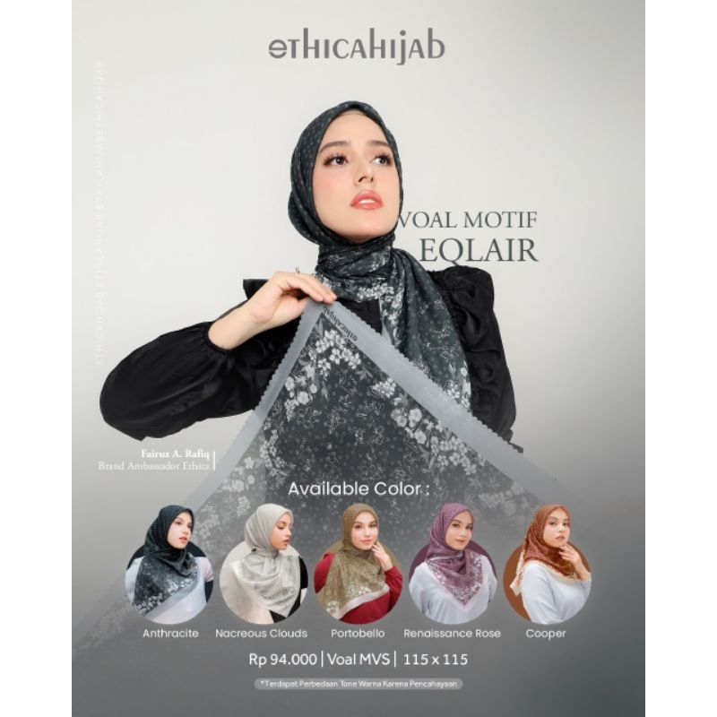 hijab segiempat/voal motif eqlair/voal ethica
