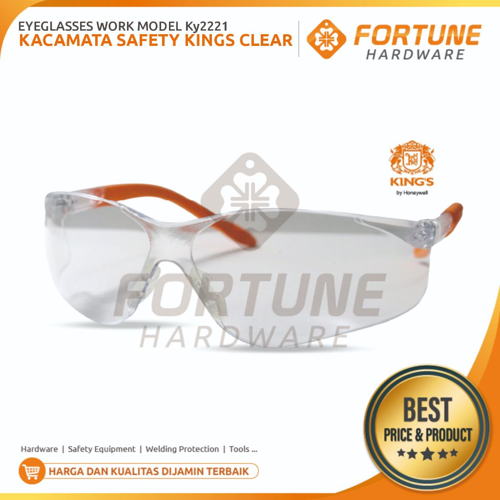 KY2221 Kacamata Safety Kings Clear Bening Pelindung Anti Gores